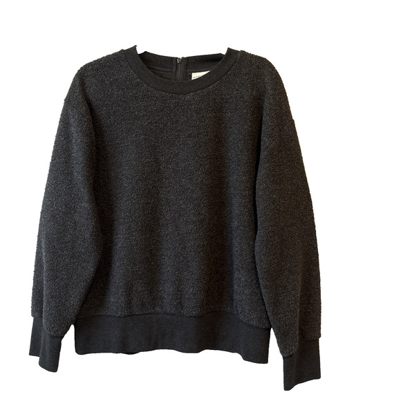 AVA VIV Womens Plus X Sweaters Gray Boucle Tops Crew Neck Long Sleeve Zip Back - Picture 1 of 8